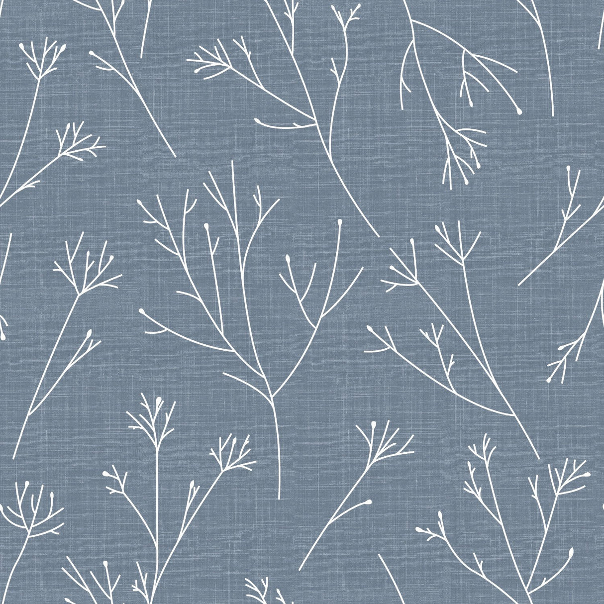 Twigs Blue Peel & Stick Wallpaper with Modern Scandinavian Twig Motif - York RMK11967WP
