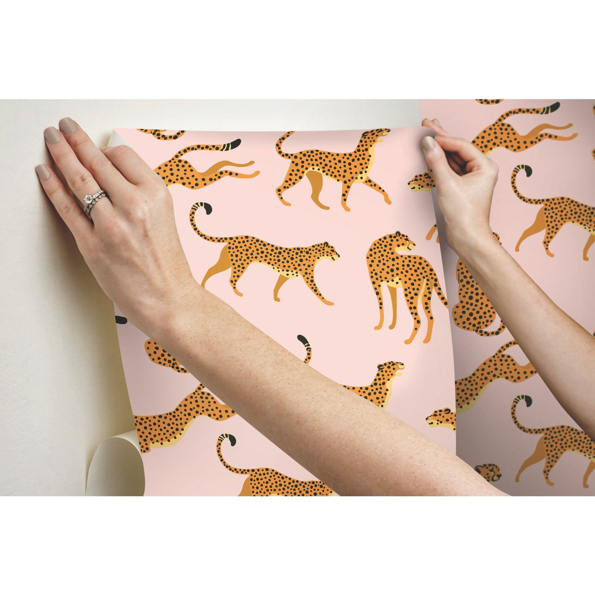 Cheetah Cheetah Pink Peel & Stick Wallpaper with Novelty Whimsical Animal Motif - York RMK11984RL