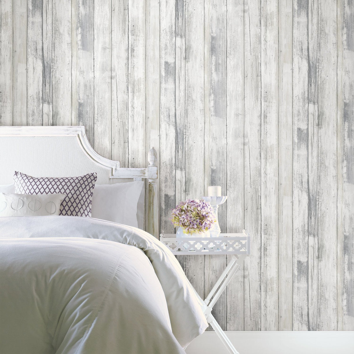 Weathered Planks Grey Peel & Stick Wallpaper with Farmhouse Wood Pattern - York RMK12006WP