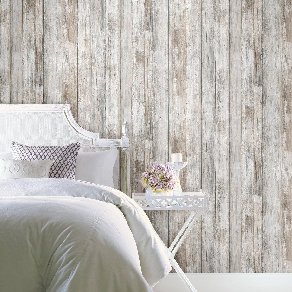 Weathered Planks Brown Peel & Stick Wallpaper with Rustic Wood Look - York RMK12007WP