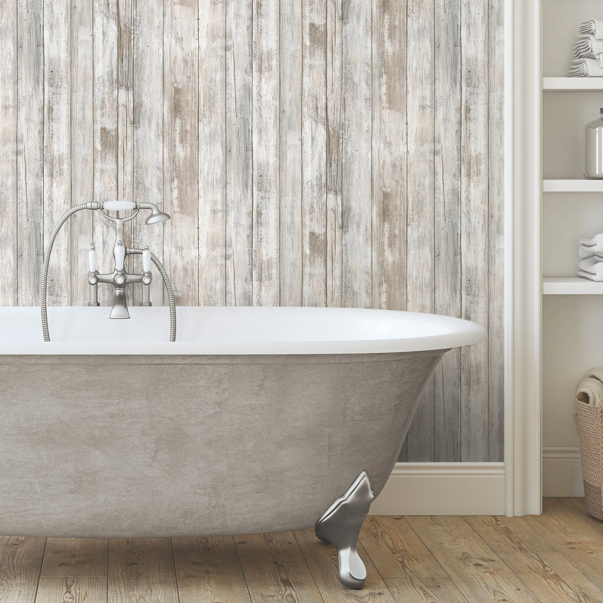 Weathered Planks Brown Peel & Stick Wallpaper with Rustic Wood Look - York RMK12007WP