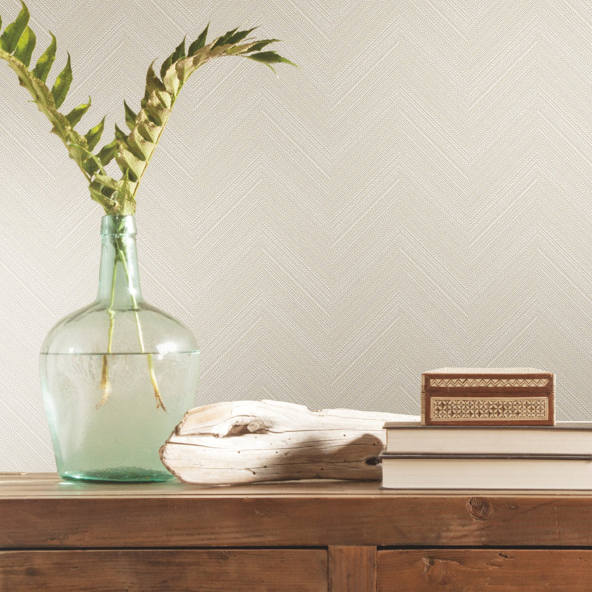 Herringbone Weave Beige Peel & Stick Wallpaper with Texture Pattern, Traditional Style - York RMK12009RL