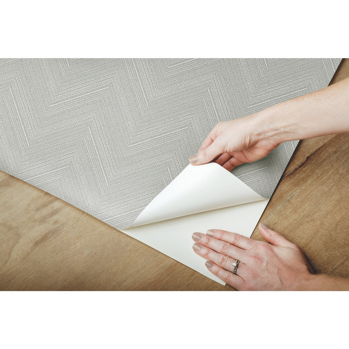 Herringbone Weave Grey Peel & Stick Wallpaper