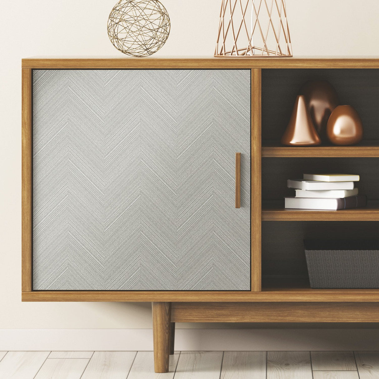 Herringbone Weave Grey Peel & Stick Wallpaper
