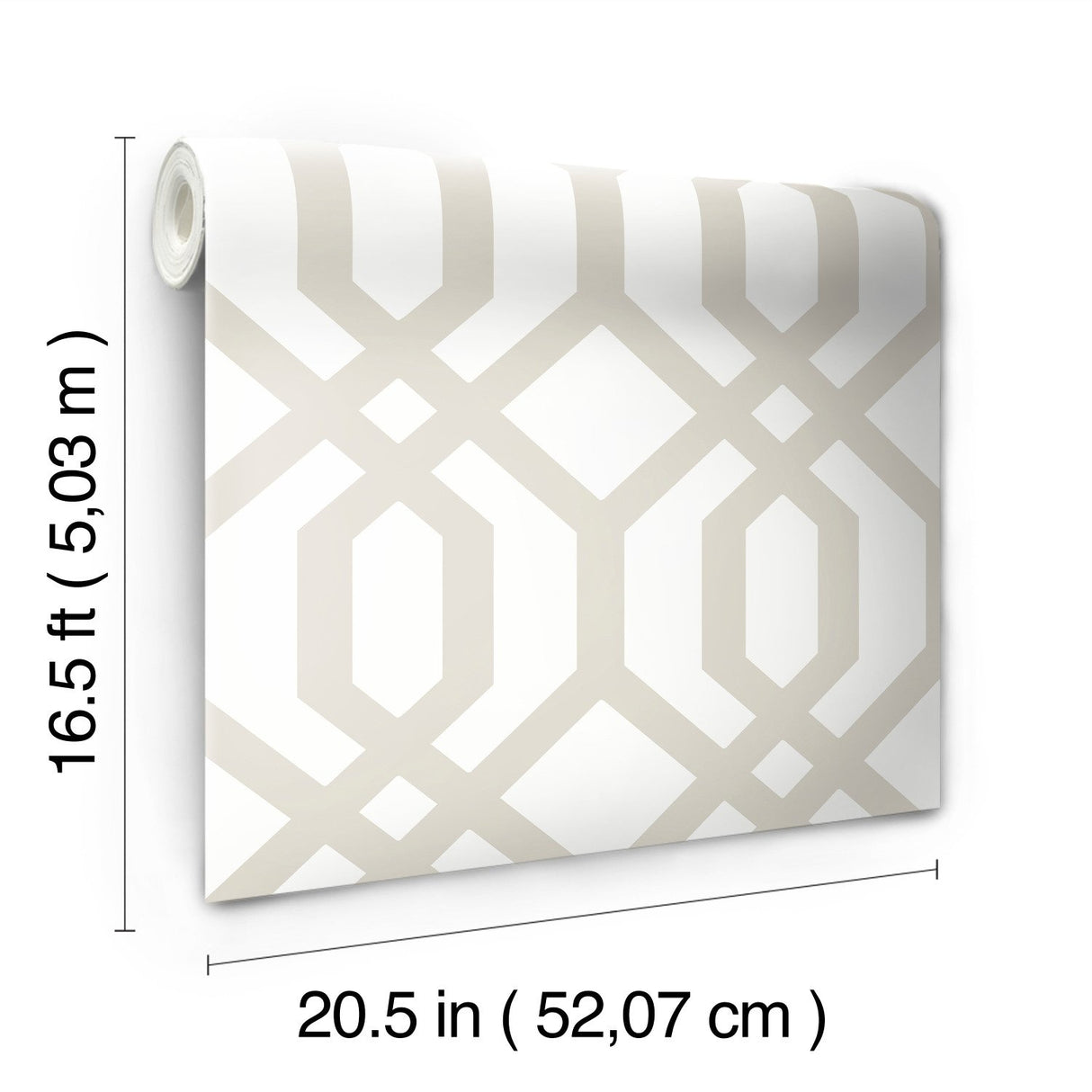 Gazebo Lattice Taupe Peel & Stick Wallpaper with Geometric Lattice Pattern - York RMK12012WP