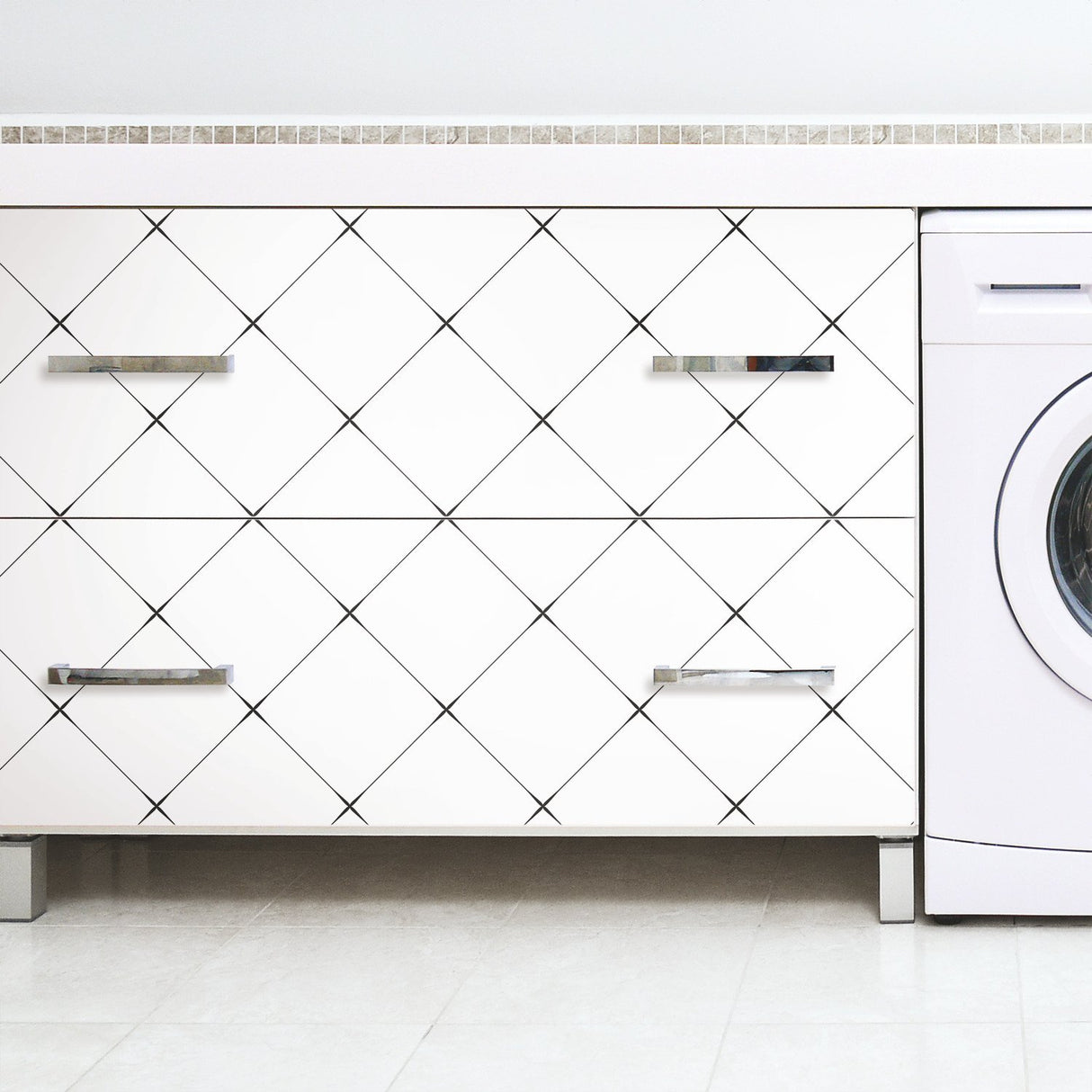 Diamond Tile Geo Black Peel & Stick Wallpaper with Modern Geometric Pattern - York RMK12035RL