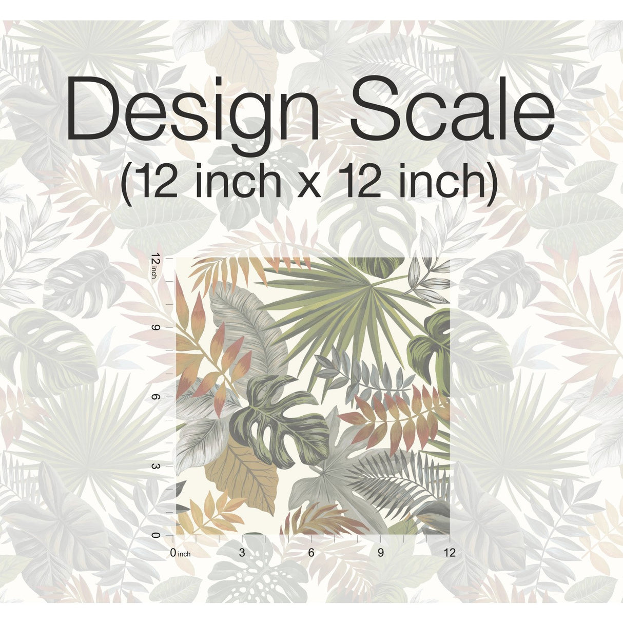Palm Frond Toss Green Peel & Stick Wallpaper with Tropical Trees Pattern - York RMK12045RL