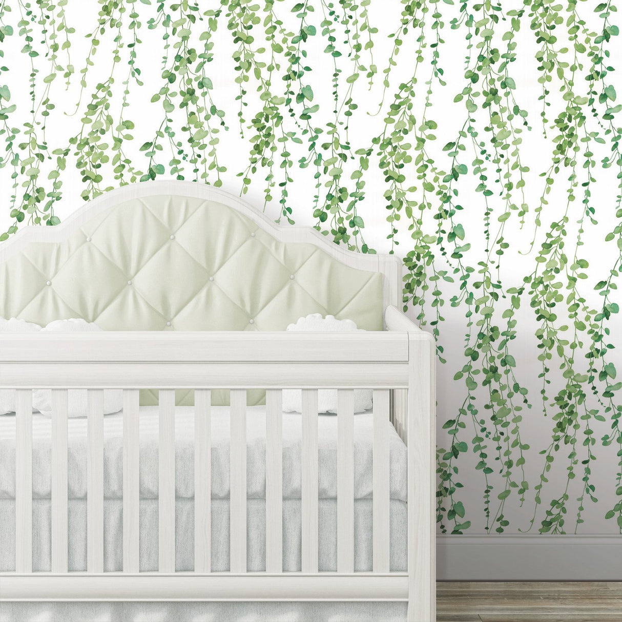 Hanging Watercolor Vines Green Peel & Stick Wallpaper with Botanical Nature Pattern - York RMK12060RL