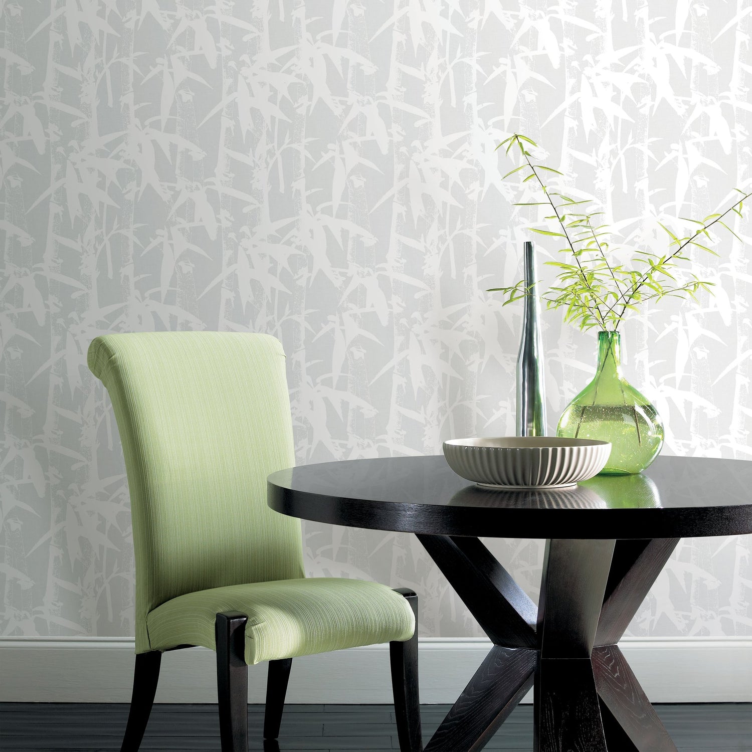 Modern Bamboo Grey Peel & Stick Wallpaper with Nature Bamboo Motif, Transitional Style - York RMK12077WP