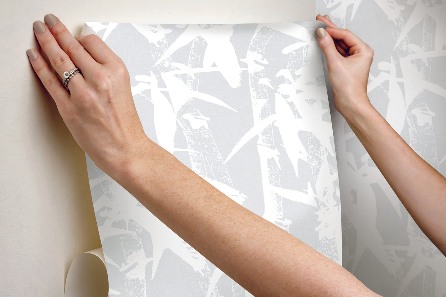Modern Bamboo Grey Peel & Stick Wallpaper with Nature Bamboo Motif, Transitional Style - York RMK12077WP