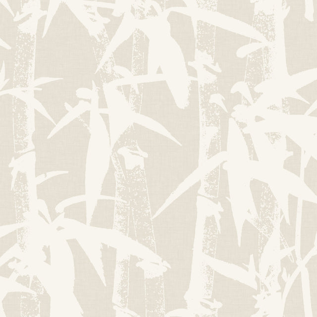 Modern Bamboo White Peel & Stick Wallpaper in Bamboo Nature Pattern, Transitional Style - York RMK12078WP