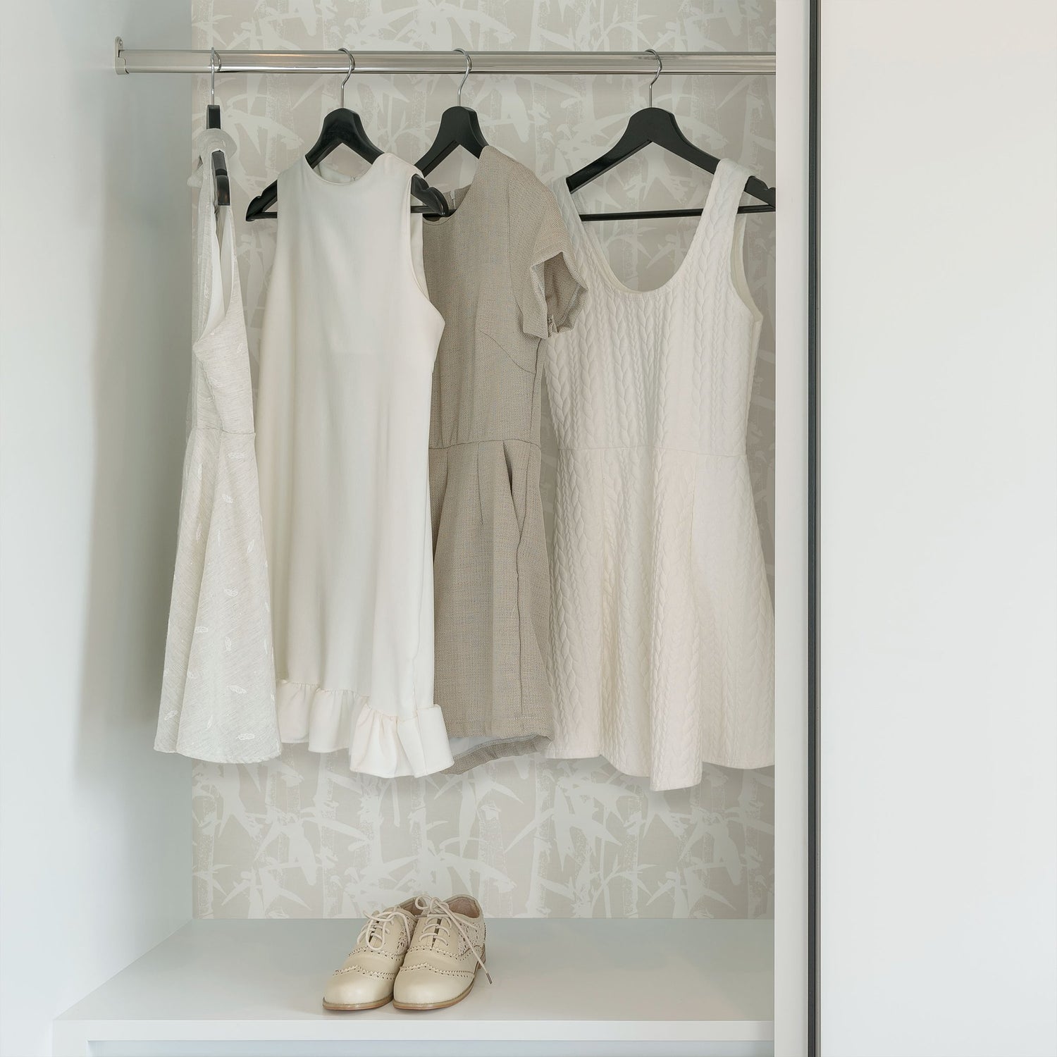 Modern Bamboo White Peel & Stick Wallpaper in Bamboo Nature Pattern, Transitional Style - York RMK12078WP