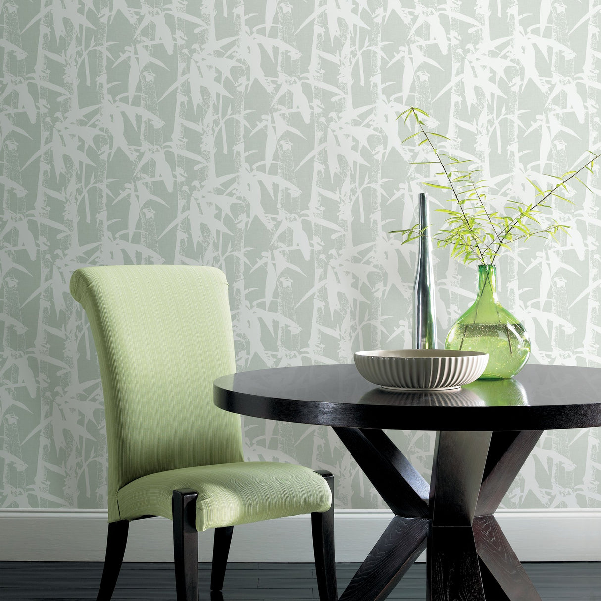 Modern Bamboo Green Peel & Stick Wallpaper with Nature Bamboo Motif, Transitional Style - York RMK12079WP