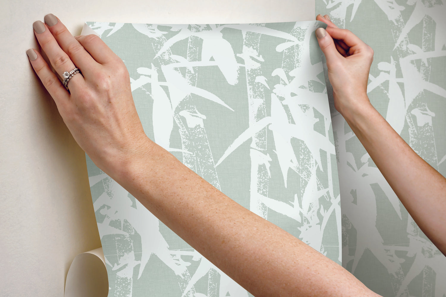 Modern Bamboo Green Peel & Stick Wallpaper with Nature Bamboo Motif, Transitional Style - York RMK12079WP