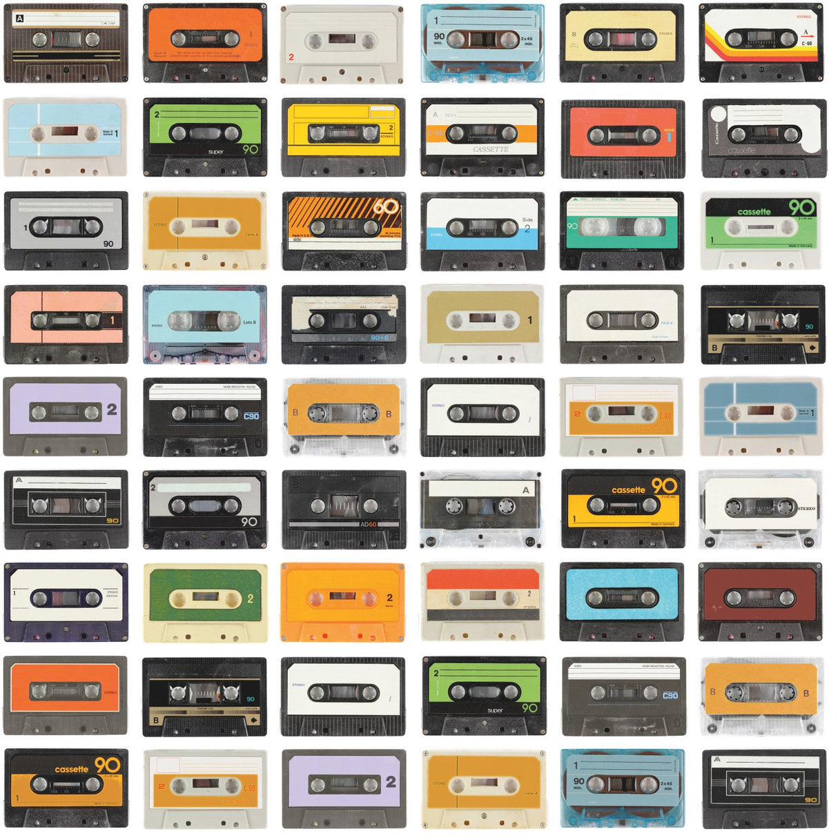 Retro Cassettes Multicolor Peel & Stick Wallpaper with Novelty Retro Pattern - York RMK12080RL