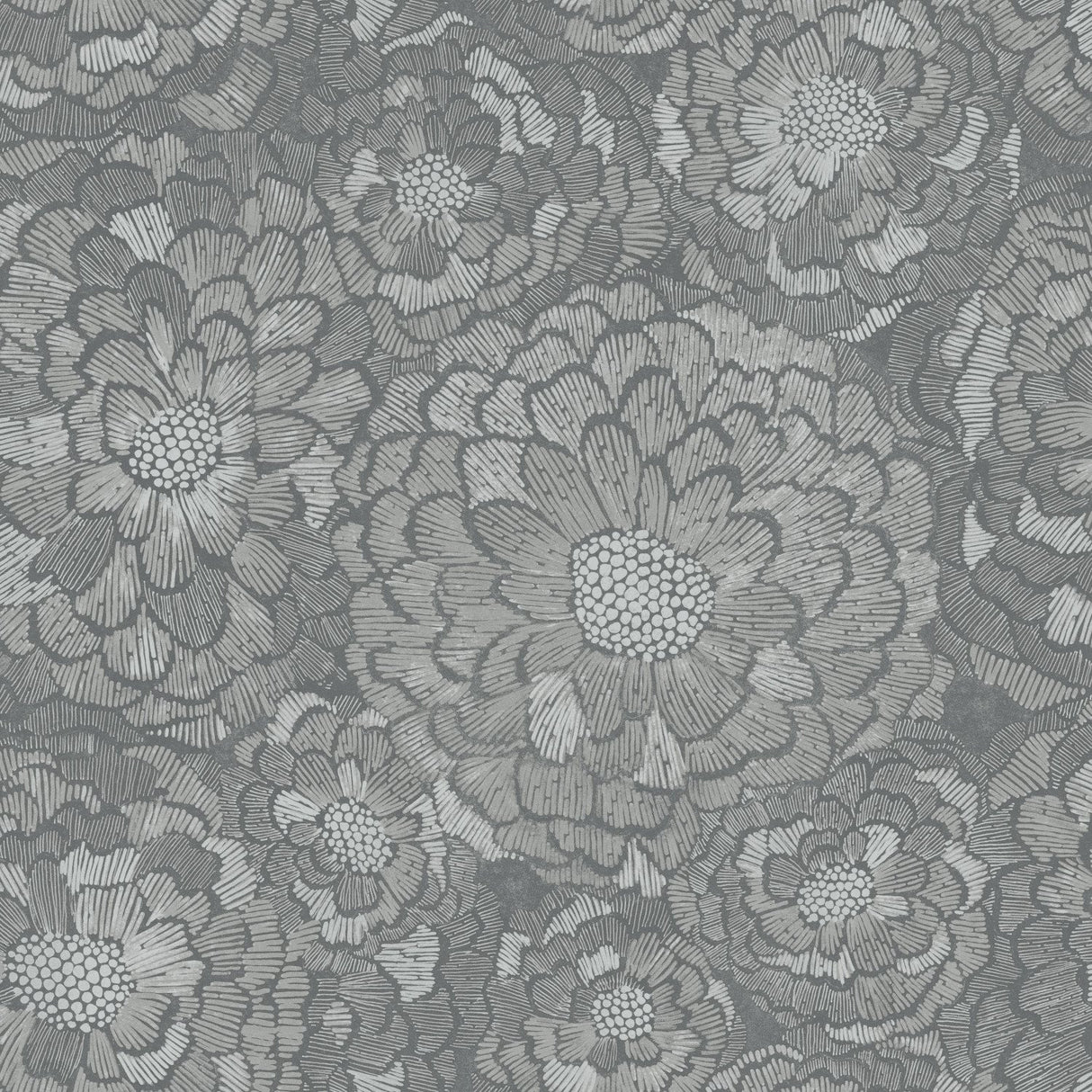 Zen Dahlia Grey Peel & Stick Wallpaper with Modern Botanical Floral Pattern - York RMK12109WP