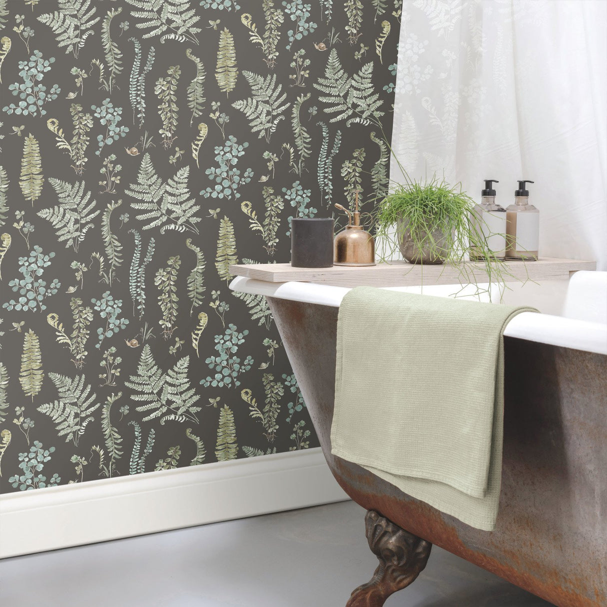 Fern Study Green Peel & Stick Wallpaper with Botanical Leaves Motif - York RMK12115RL