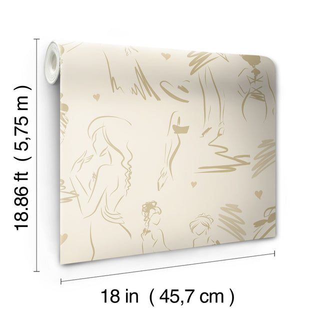 Glamour Beige Peel & Stick Wallpaper