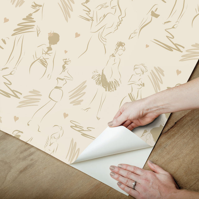 Glamour Beige Peel & Stick Wallpaper
