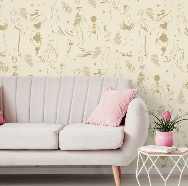 Glamour Beige Peel & Stick Wallpaper
