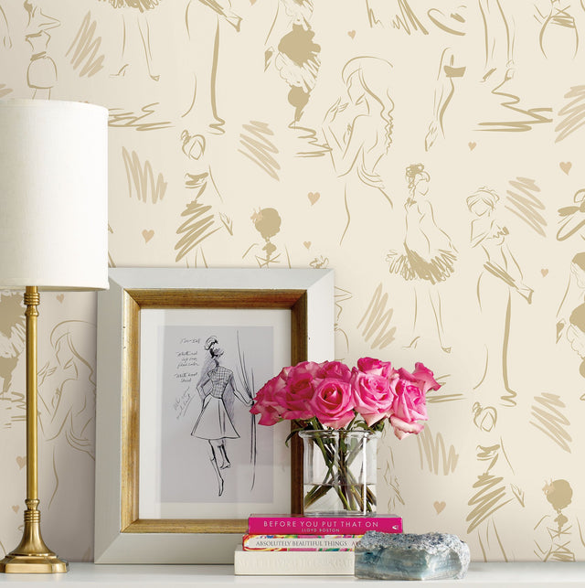 Glamour Beige Peel & Stick Wallpaper