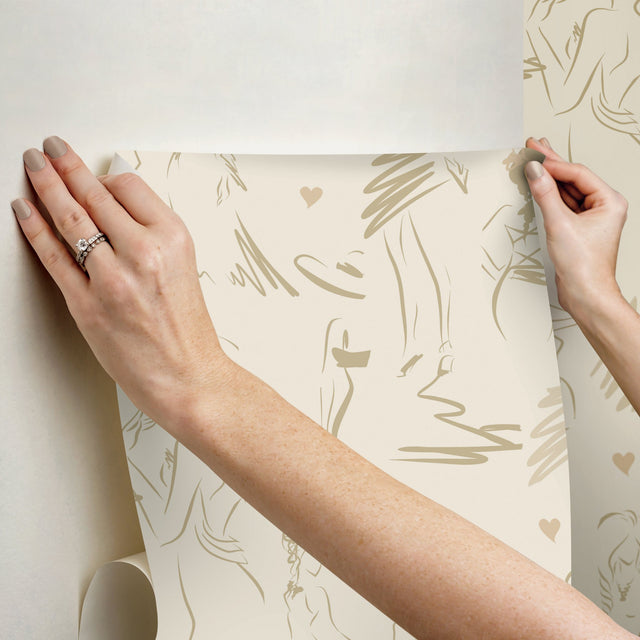 Glamour Beige Peel & Stick Wallpaper
