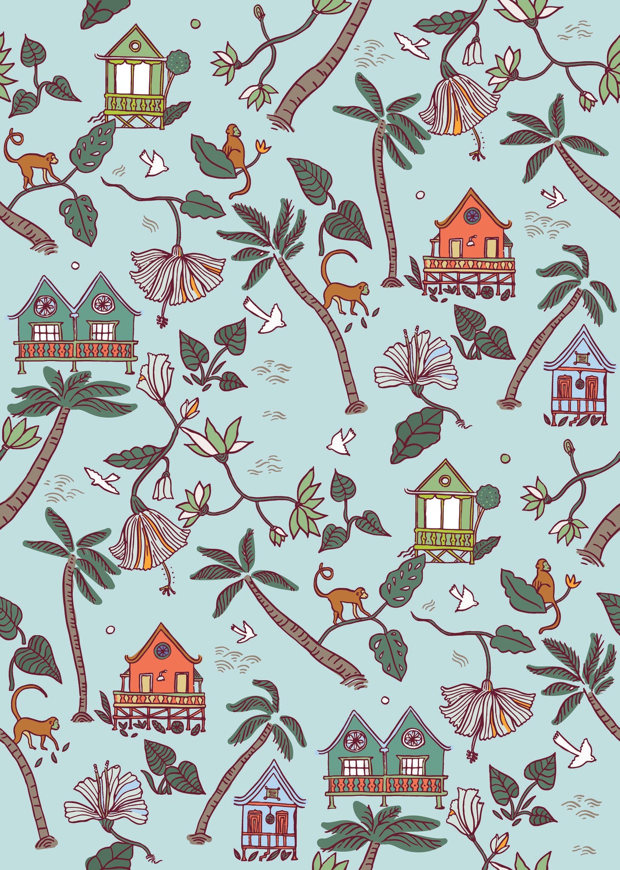 Calypso Jungle Blue Peel & Stick Wallpaper