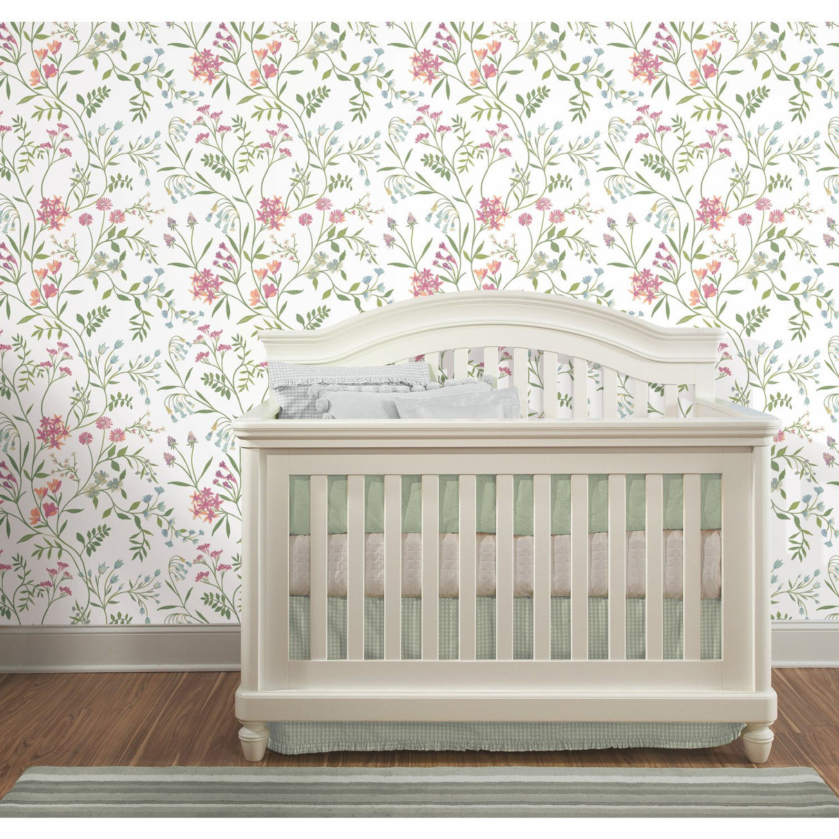 Meadow Mix Pink Peel & Stick Wallpaper with Whimsical Botanical Floral Pattern - York RMK12181PLW