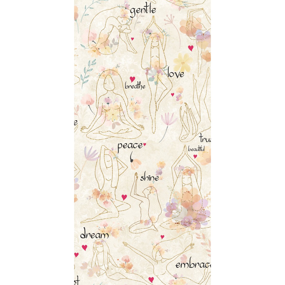 Yoga Goddesses Purple Peel & Stick Wallpaper