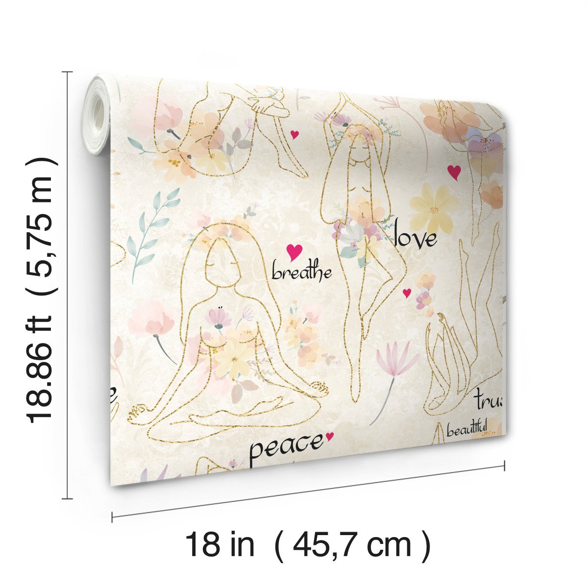 Yoga Goddesses Purple Peel & Stick Wallpaper