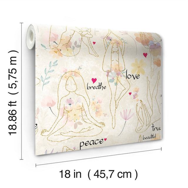 Yoga Goddesses Purple Peel & Stick Wallpaper