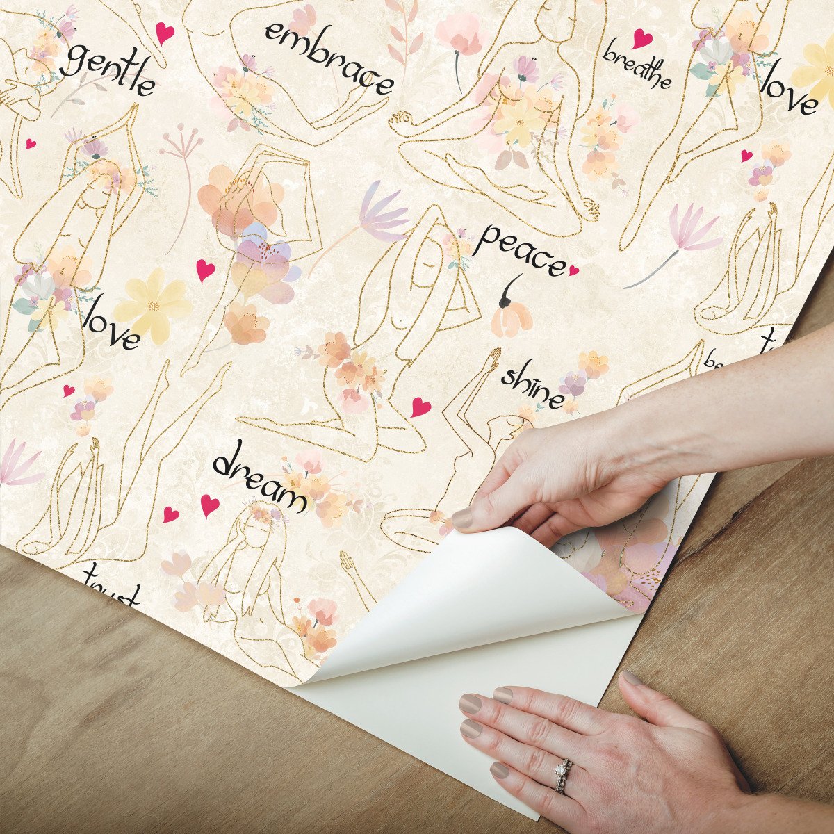 Yoga Goddesses Purple Peel & Stick Wallpaper