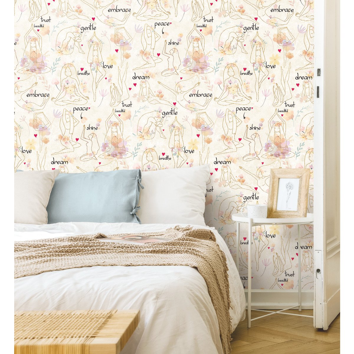 Yoga Goddesses Purple Peel & Stick Wallpaper