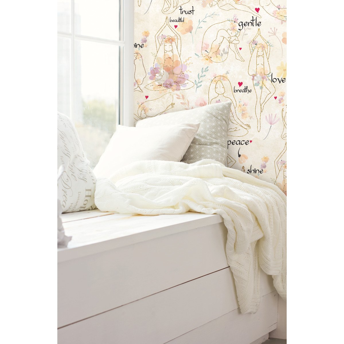 Yoga Goddesses Purple Peel & Stick Wallpaper