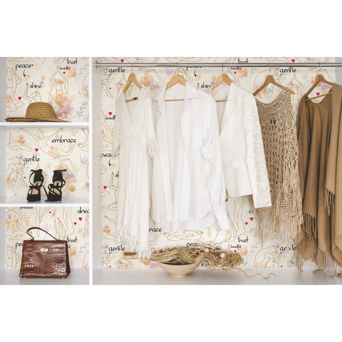 Yoga Goddesses Purple Peel & Stick Wallpaper