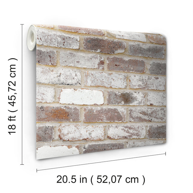 Reclaimed Brick Brown Peel & Stick Wallpaper with Industrial Brick Pattern - York RMK12194PL