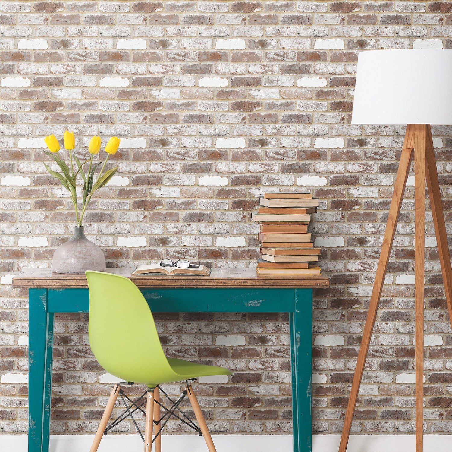 Reclaimed Brick Brown Peel & Stick Wallpaper with Industrial Brick Pattern - York RMK12194PL