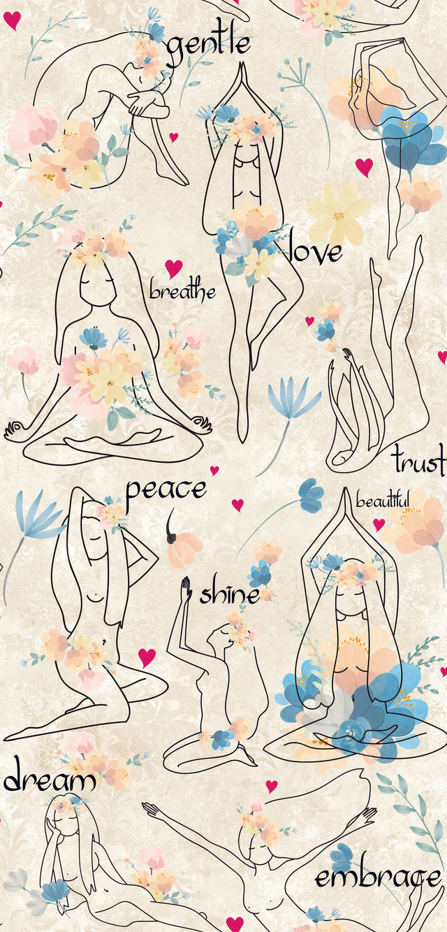Yoga Goddesses Blue Peel & Stick Wallpaper