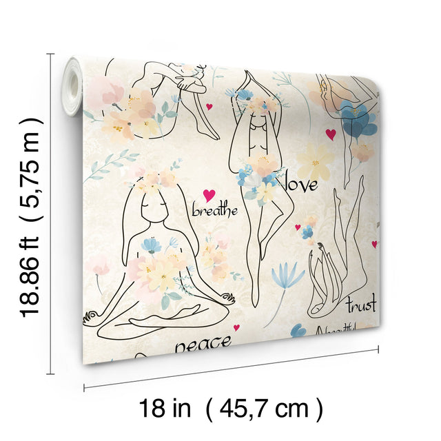 Yoga Goddesses Blue Peel & Stick Wallpaper