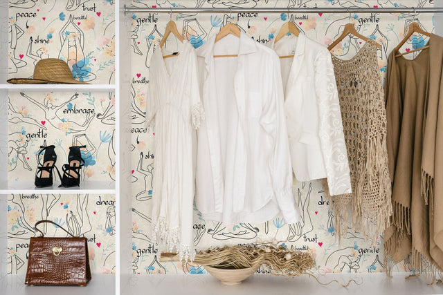 Yoga Goddesses Blue Peel & Stick Wallpaper