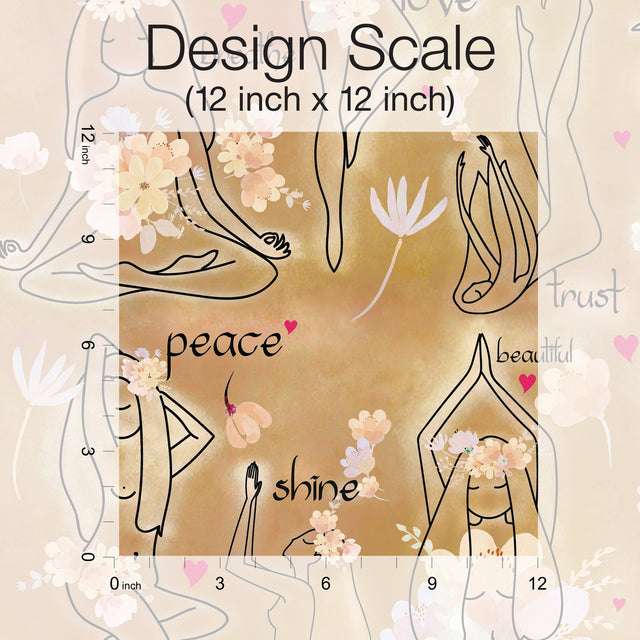 Yoga Goddesses Brown Peel & Stick Wallpaper