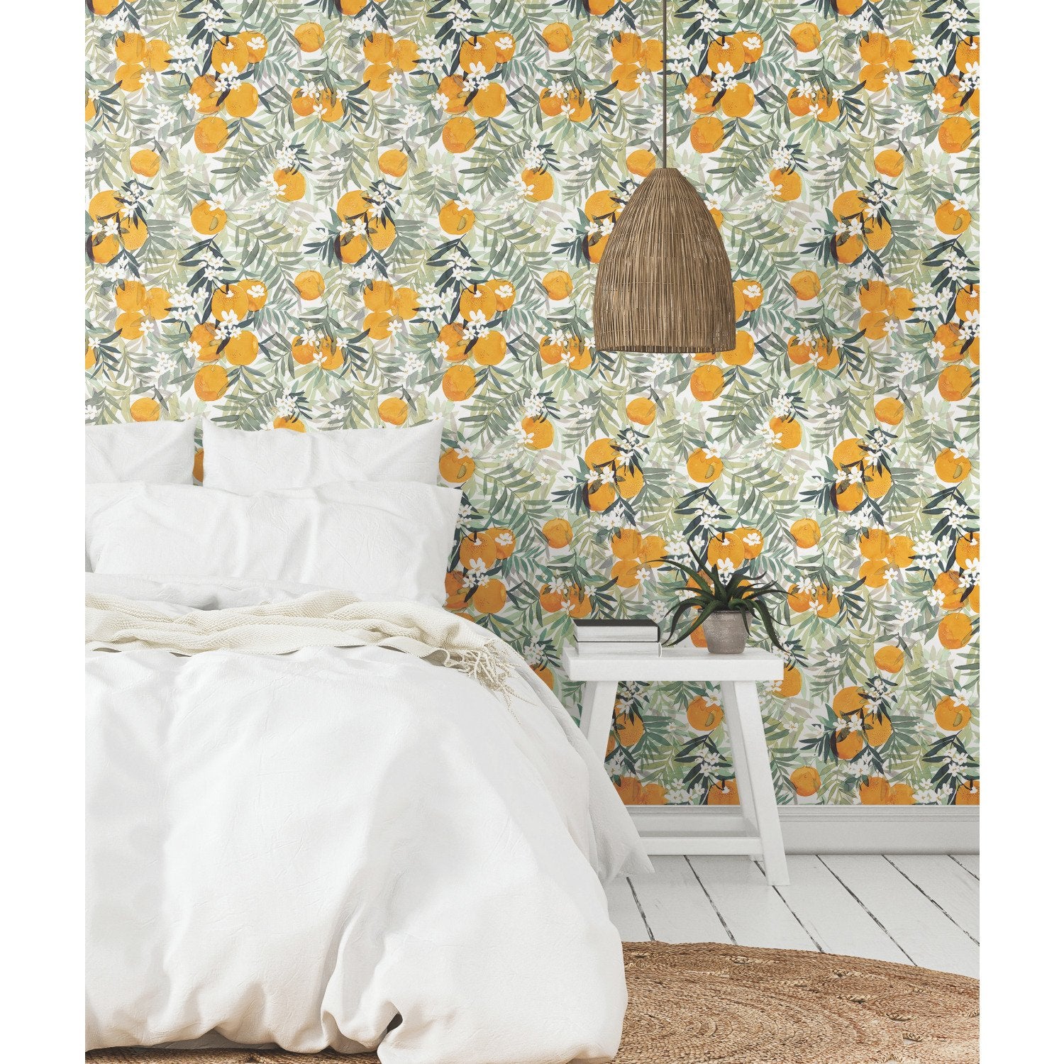Orange Blossom Orange Peel & Stick Wallpaper with Fruit Motif - York RMK12199RL