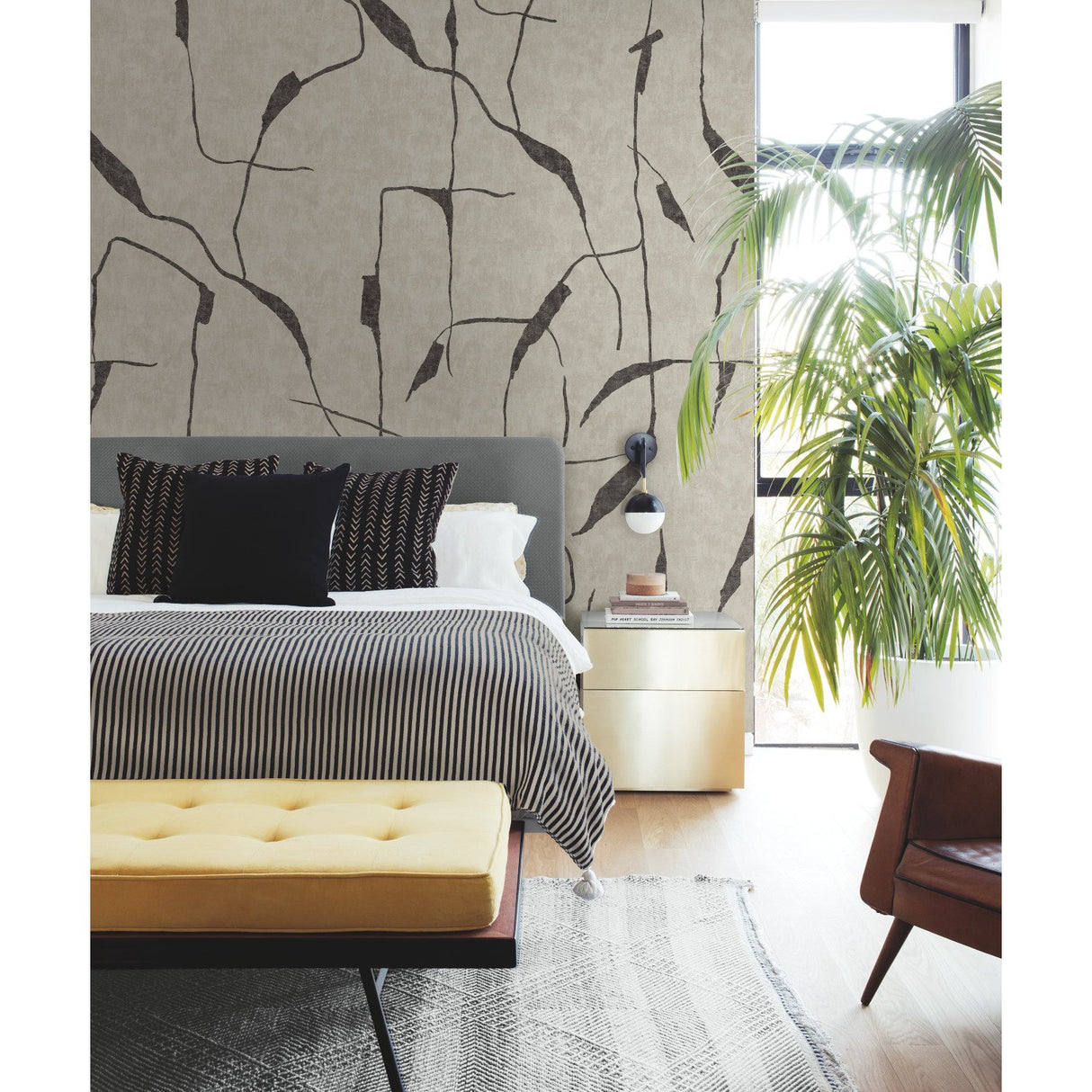 Ivory Coast Taupe Peel & Stick Wall Mural with Abstract Etched Motif - RoomMates RMK12208M