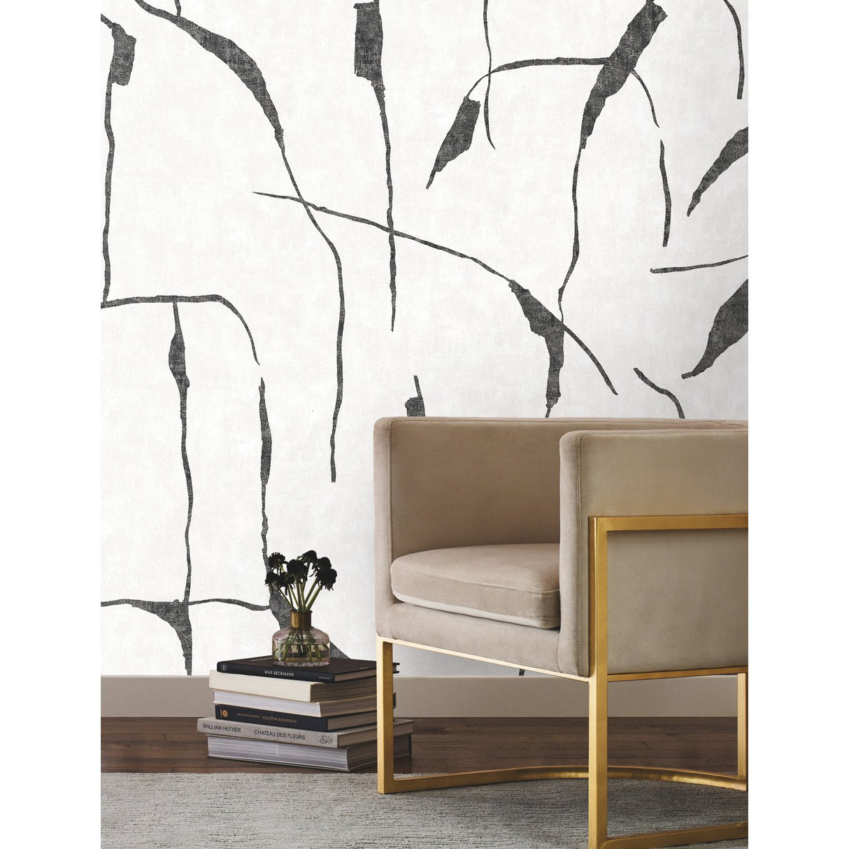 Ivory Coast Grey Peel & Stick Wall Mural with Abstract Glam Etched Motif - York RMK12210M