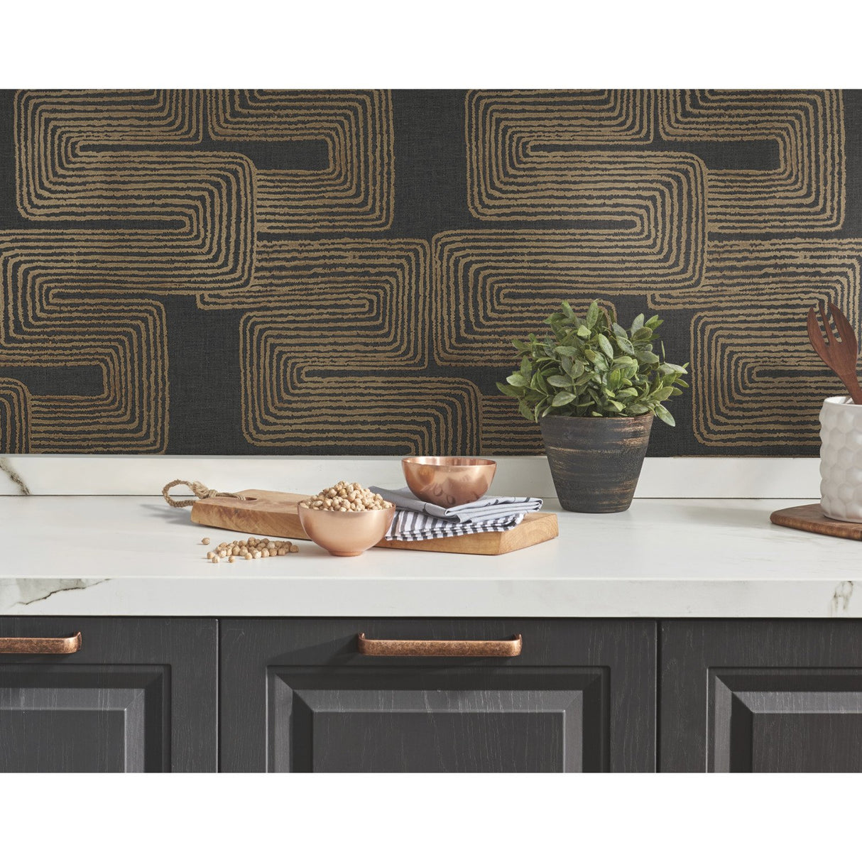 Zulu Signature Gold Peel & Stick Wallpaper with Metallic Global Texture Pattern - York RMK12213PL