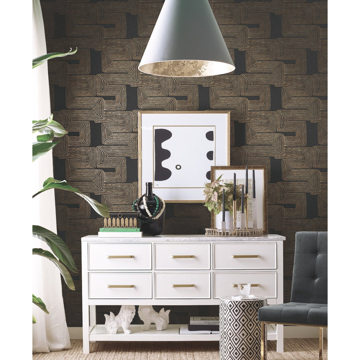 Zulu Signature Gold Peel & Stick Wallpaper with Metallic Global Texture Pattern - York RMK12213PL