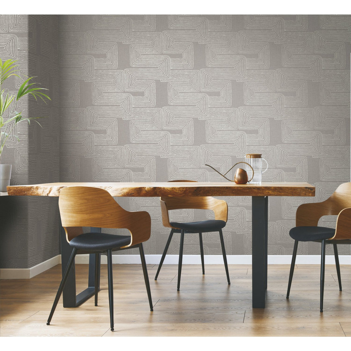 Zulu Signature Grey Peel & Stick Wallpaper with Metallic Texture Pattern, Glam Global Style - York RMK12215PL