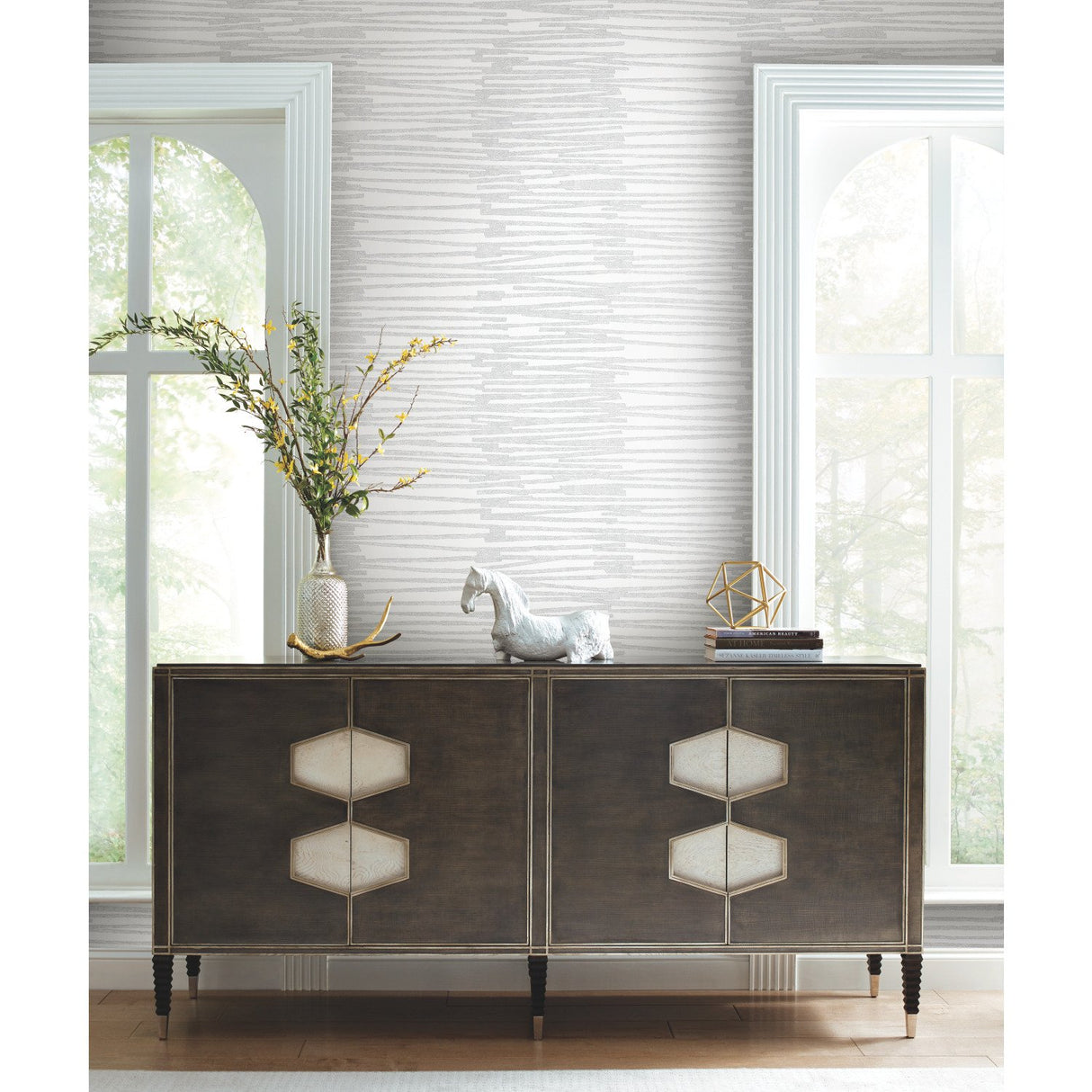 Burundi Thatch Grey Peel & Stick Wallpaper with Distressed Textures Pattern, Glam Global Style - York RMK12220PL
