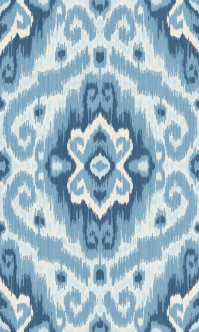 Bohemian Ikat Blue Peel & Stick Wallpaper with Abstract Ikat Motif - York RMK12253PLW