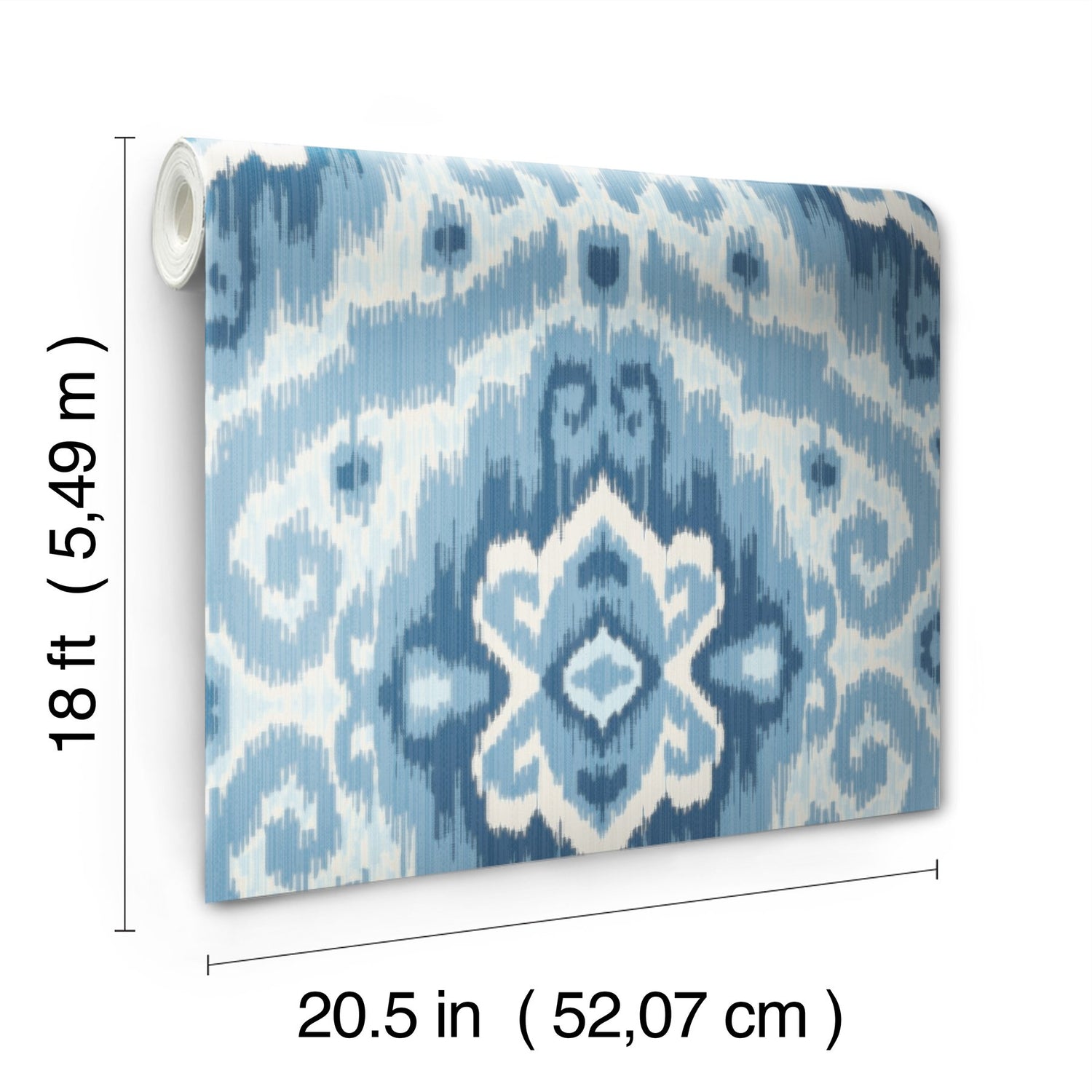 Bohemian Ikat Blue Peel & Stick Wallpaper with Abstract Ikat Motif - York RMK12253PLW